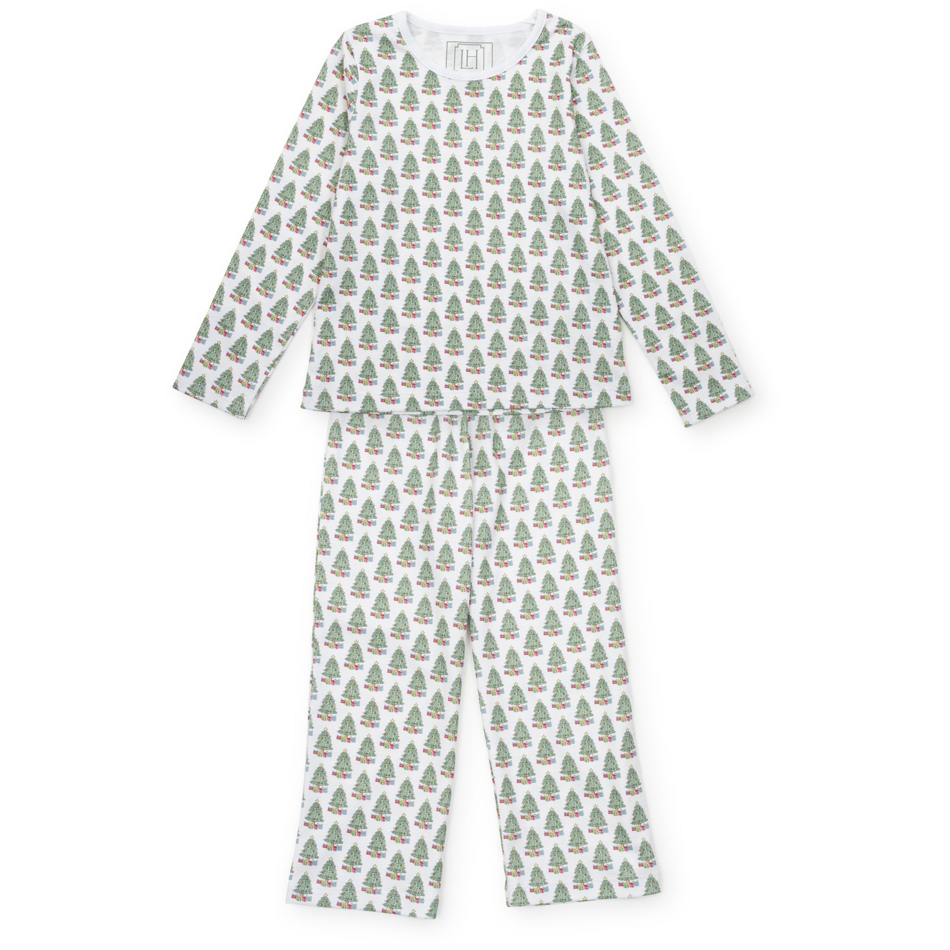 Lila & Hayes Girls Millie Pants Set - Green Under the Christmas Tree