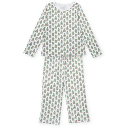Lila & Hayes Girls Millie Pants Set - Green Under the Christmas Tree by Lila & Hayes