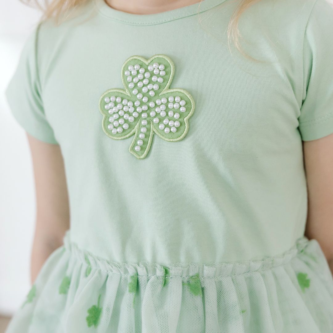 Sweet Wink Girls Green Flocked St. Patrick's Day Shamrock Tiered Tutu Dress