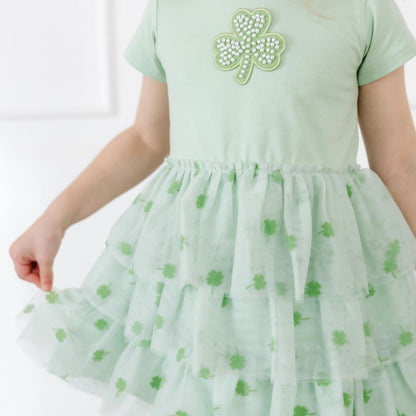 Sweet Wink Girls Green Flocked St. Patrick's Day Shamrock Tiered Tutu Dress by Sweet Wink