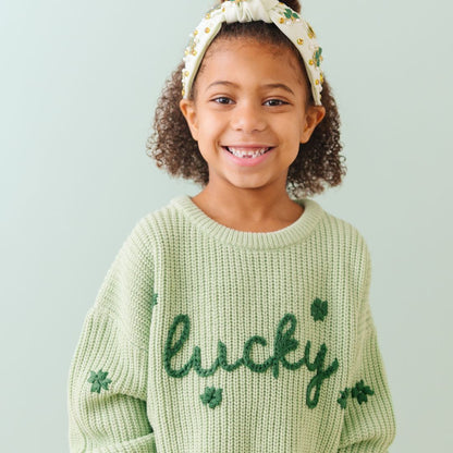 Sweet Wink Girls Green Lucky Shamrock St. Patrick's Day Knit Sweater by Sweet Wink