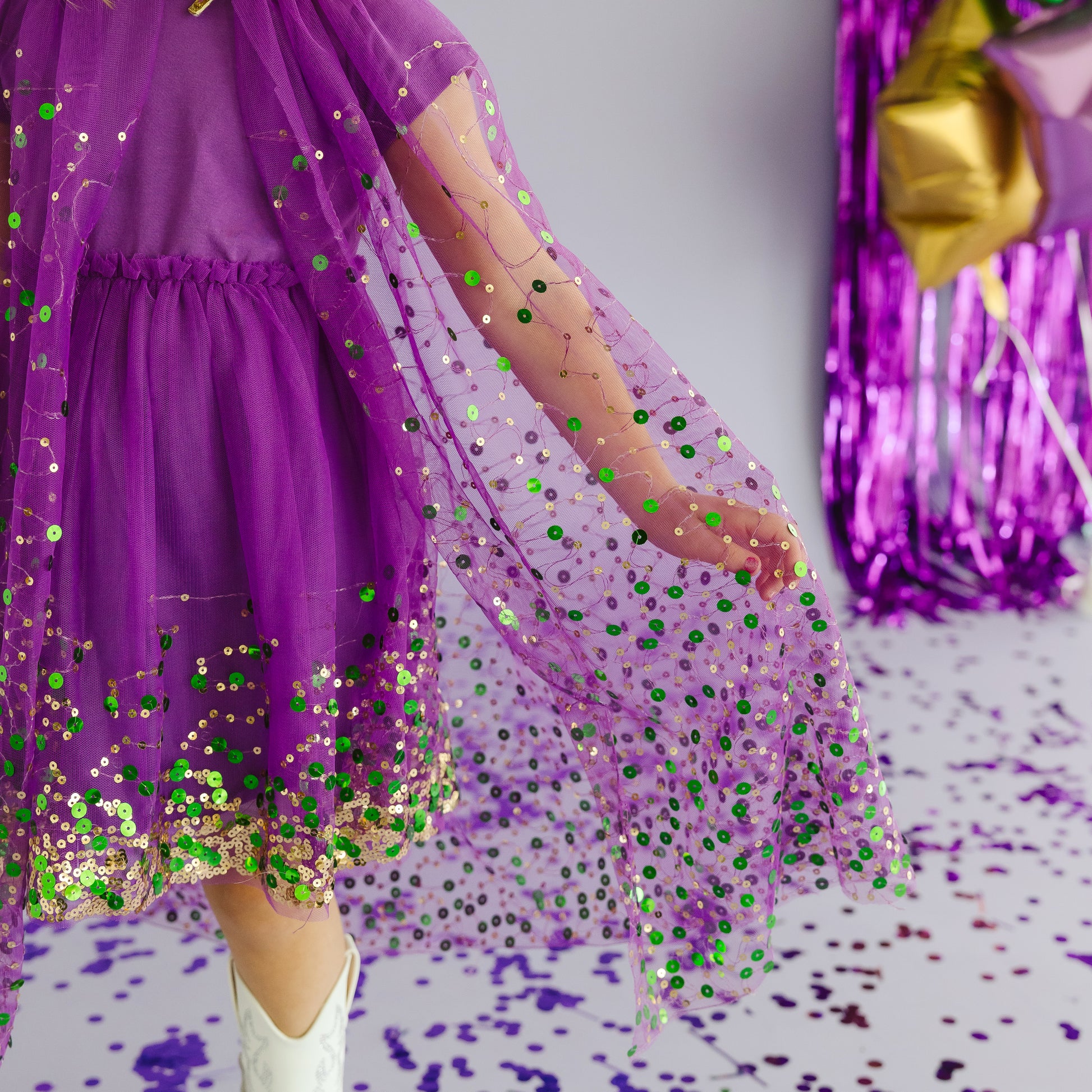 Sweet Wink Girls Purple Mardi Gras Confetti Tutu Dress