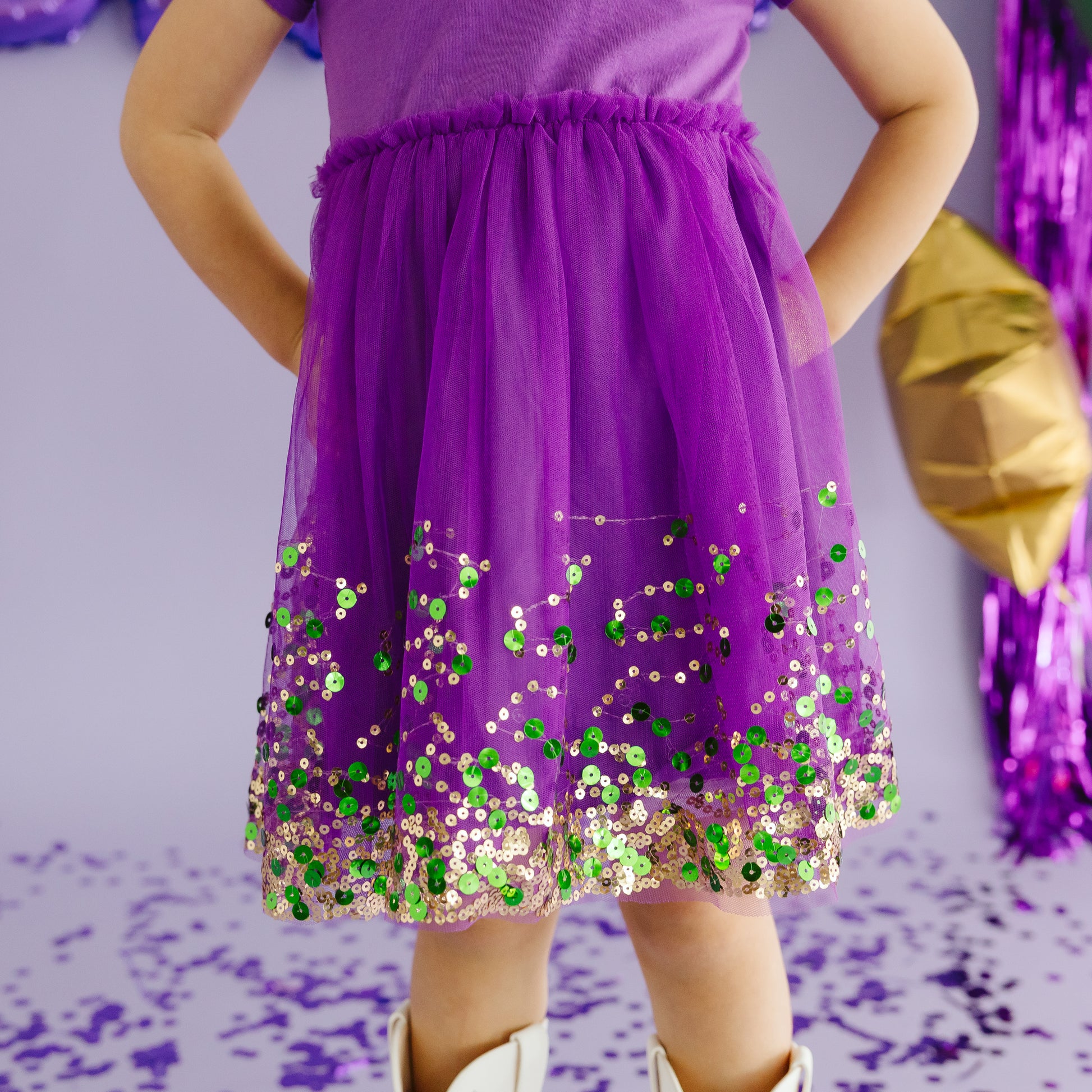 Sweet Wink Girls Purple Mardi Gras Confetti Tutu Dress