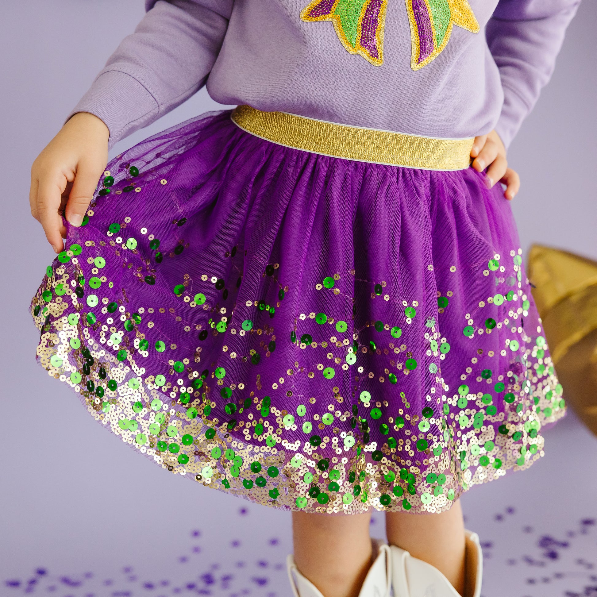 Sweet Wink Girls Mardi Gras Confetti Tutu - Purple
