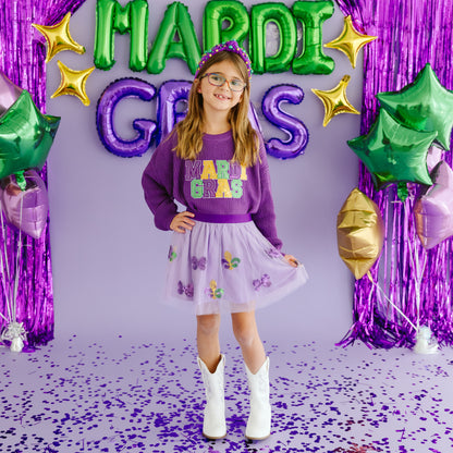 Sweet Wink Girls Mardi Gras Knit Sweater - Purple with Sequins by Sweet Wink