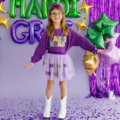 Sweet Wink Girls Mardi Gras Knit Sweater - Purple with Sequins by Sweet Wink