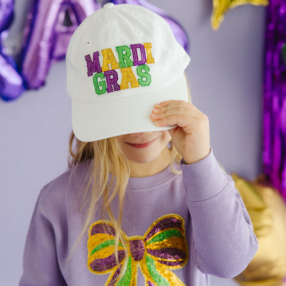 Sweet Wink Mardi Gras Sequin Patch Baseball Hat - White by Sweet Wink