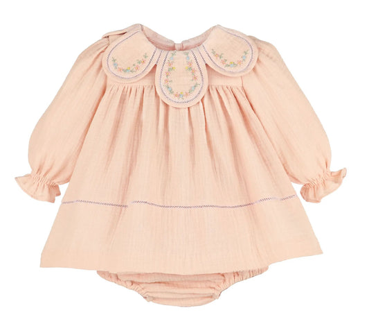 Sophie & Lucas Girls Pink Cuddle Cotton Petal Float Dress