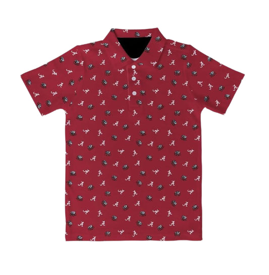 Vive la Fete Boys Logo Red Polo Shirt - Alabama Crimson Tide Print