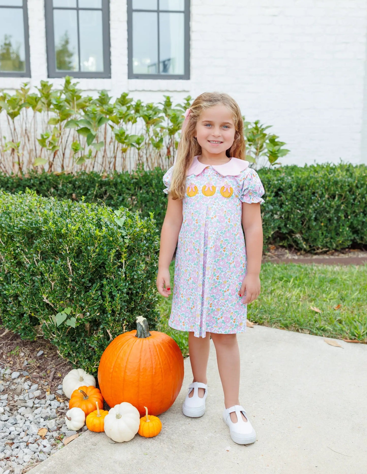 Trotter Street Kids Girls Pink Pumpkin Floral Dress