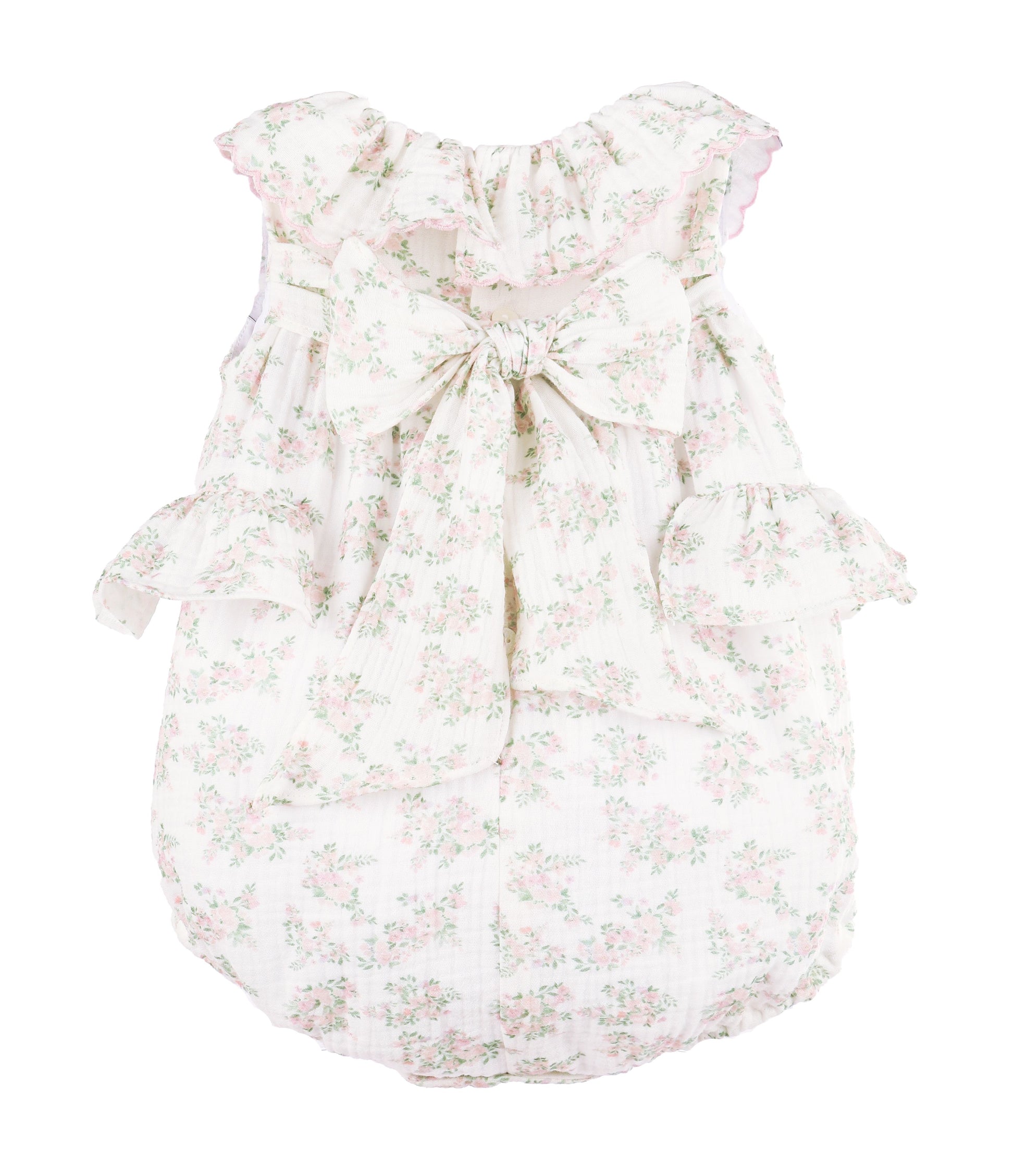 Sophie & Lucas Girls Floral Bluffs Ruffle Bubble - Bow on Back - Pink