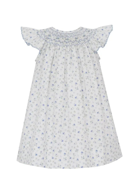 Petit Bebe Girls French Blue Floral Angel Wing Bishop Dress by Petit Bebe
