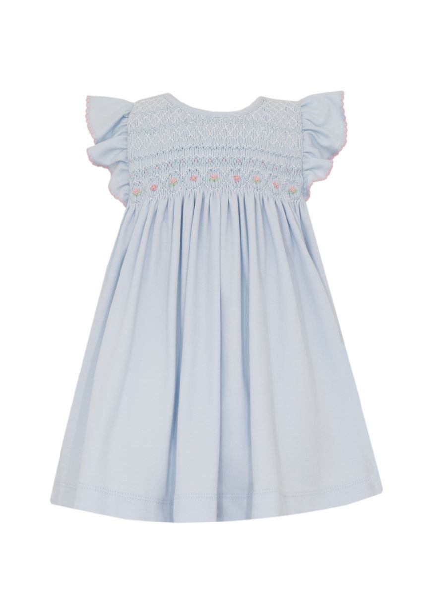 Petit Bebe Knits Girls Light Blue Knit Sleeveless Dress