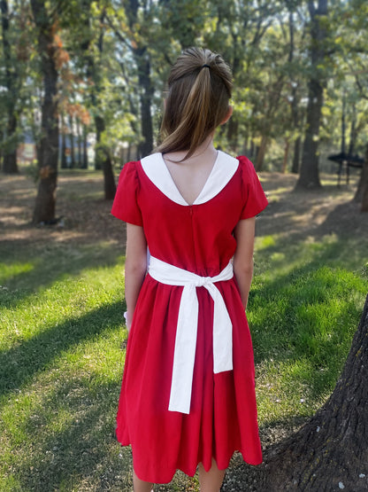 Susanne Lively Girls Red Corduroy Dress with White Collar by Susanne Lively