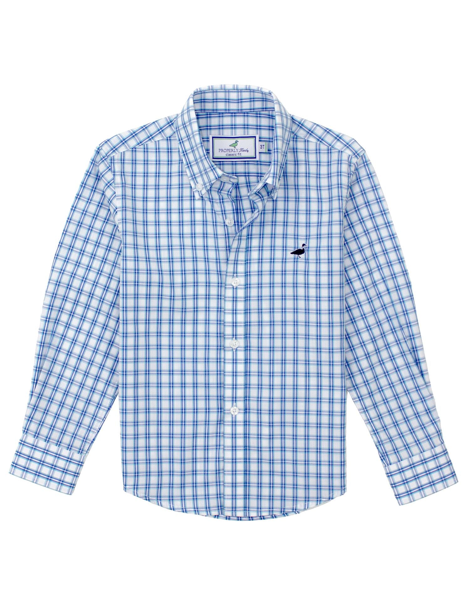 Properly Tied Boys Seasonal Sportshirt - Sailfish Blue Plaid