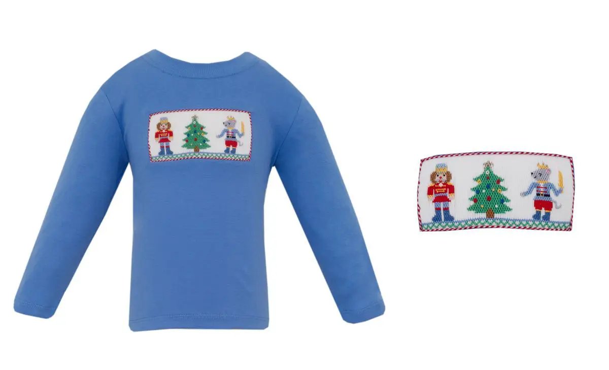 Anavini Boys Knit Periwinkle Blue Nutcracker Long Sleeve Shirt by Anavini