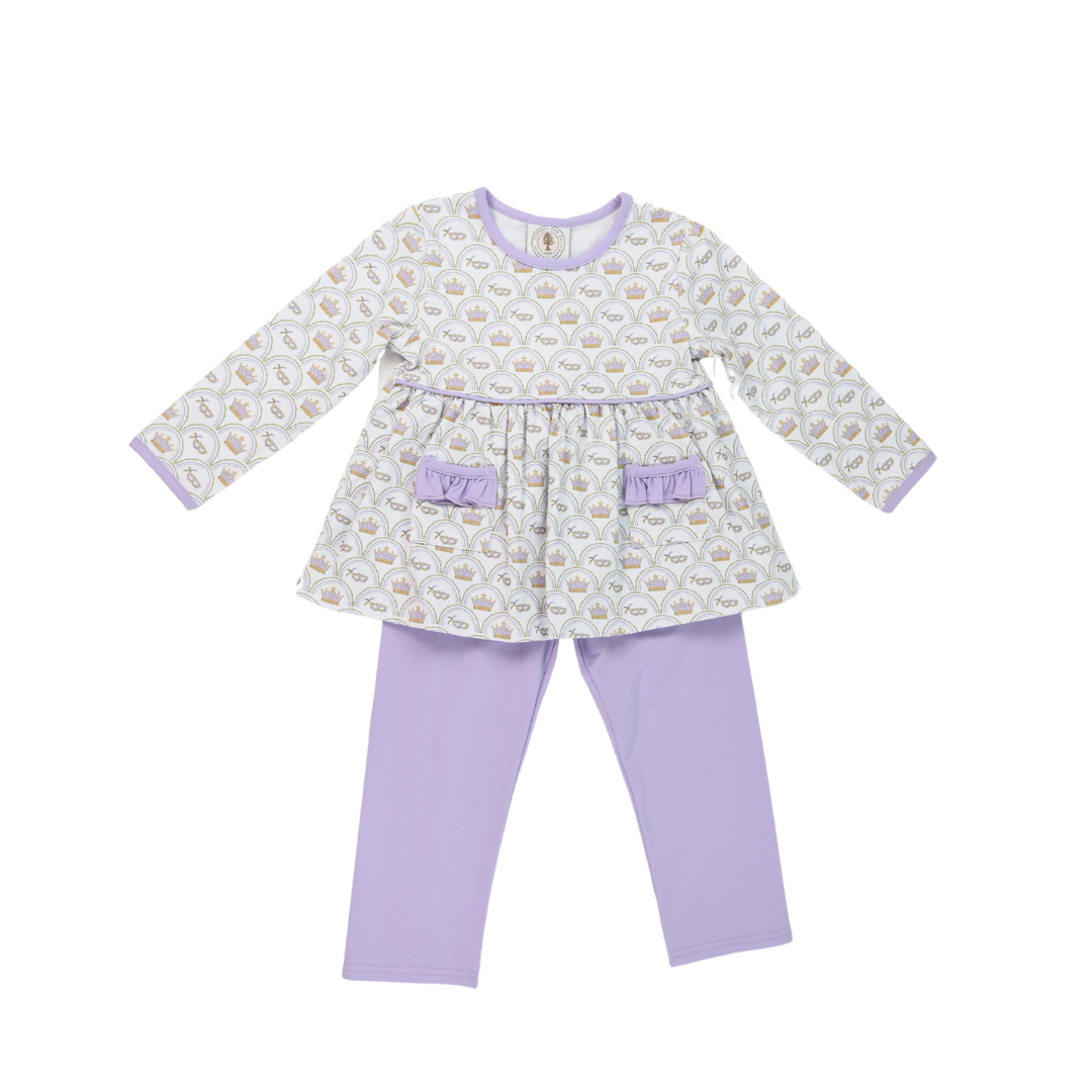 Cypress Row Girls Londyn Lavender Leggings Set - Orleans Mardi Gras Top by Cypress Row