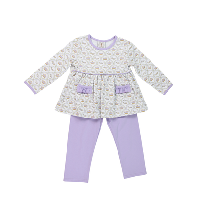 Cypress Row Girls Londyn Lavender Leggings Set - Orleans Mardi Gras Top by Cypress Row