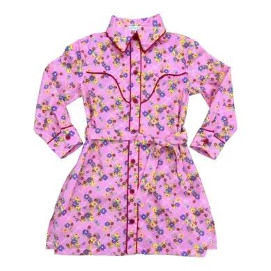 Percy & Tyne Girls Pink Western Print Dolly Cowgirl Dress