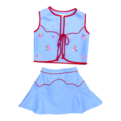 Percy & Tyne Girls Blue Oakley Western Vets & Skirt Set by Percy & Tyne