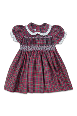 Percy & Tyne Girls Red Holiday Plaid Smocked Polly Dress