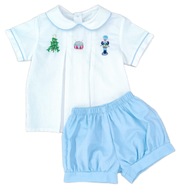 Percy & Tyne Boys Blue Christmas Nutcracker Banded Shorts Set by Percy & Tyne