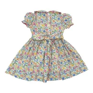 Percy & Tyne Girls Blue Orchard Blossom Floral Smocked Dress