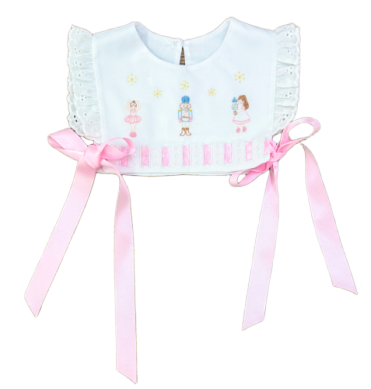 Percy & Tyne Girls Heirloom Popover Collar - Pink Bows - Christmas Nutcracker by Percy & Tyne