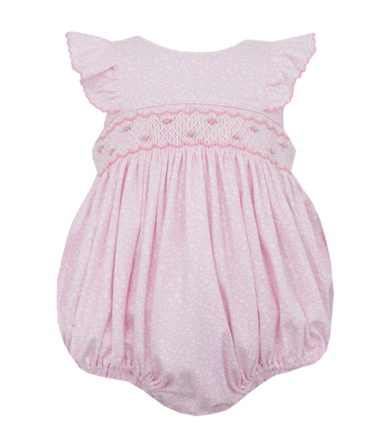 Petit Bebe Knits Baby Girls Pink Ditsy Floral Smocked Bubble by Petit Bebe