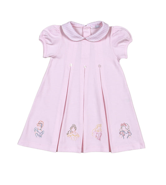 Baby Loren Girls Pink Princess Embroidered Pleated Dress by Baby Loren