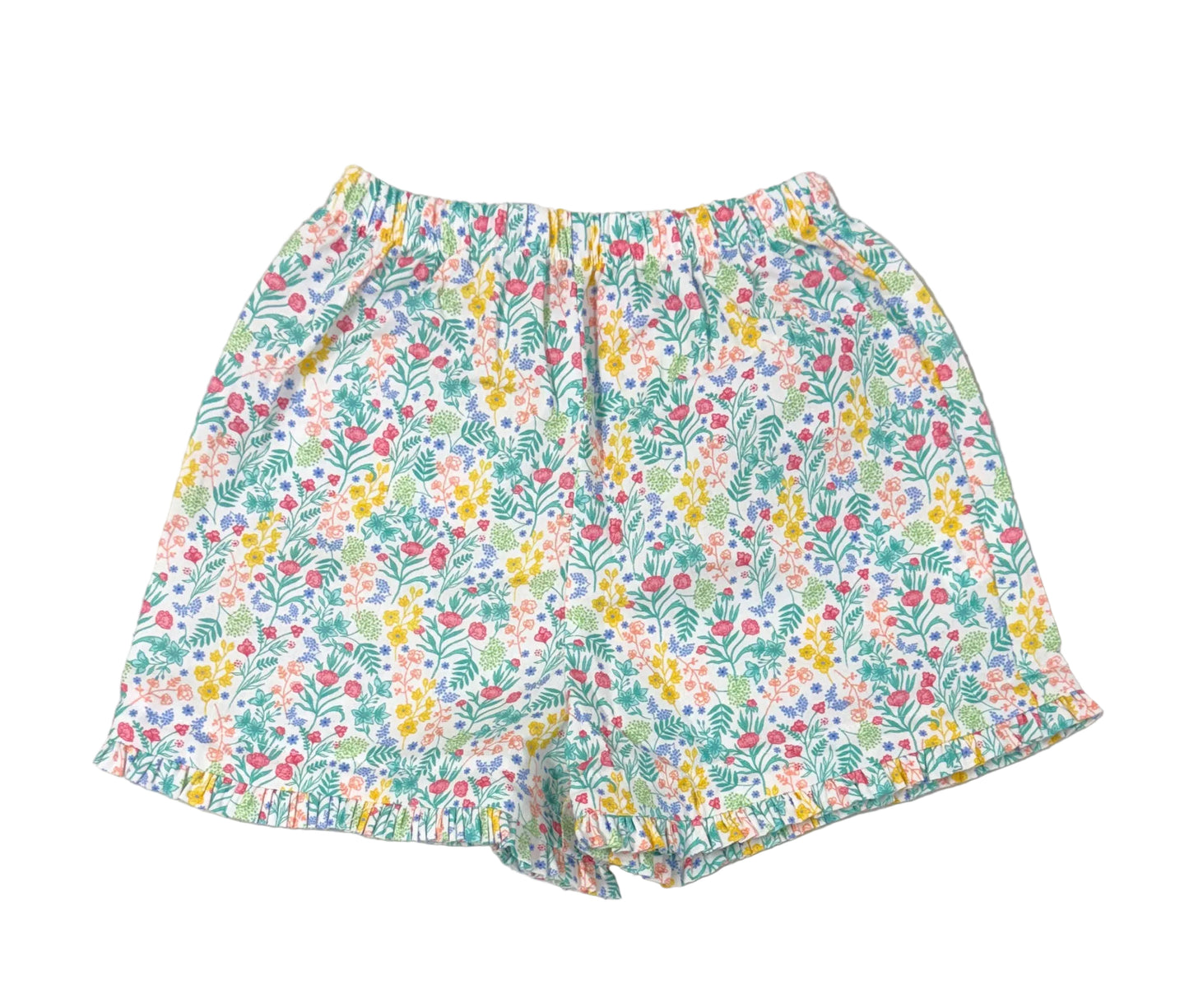 Peggy Green Girls Fieldstone Floral Ruffle Shorts - 2 pockets on back by Peggy Green