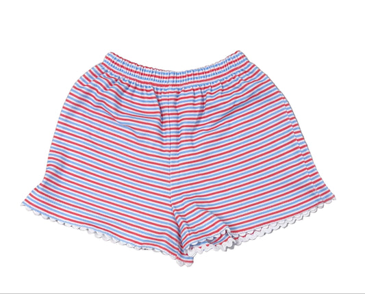 Peggy Green Girls Knit Striped Watermelon Shorts - 2 Pockets on Back by Peggy Green
