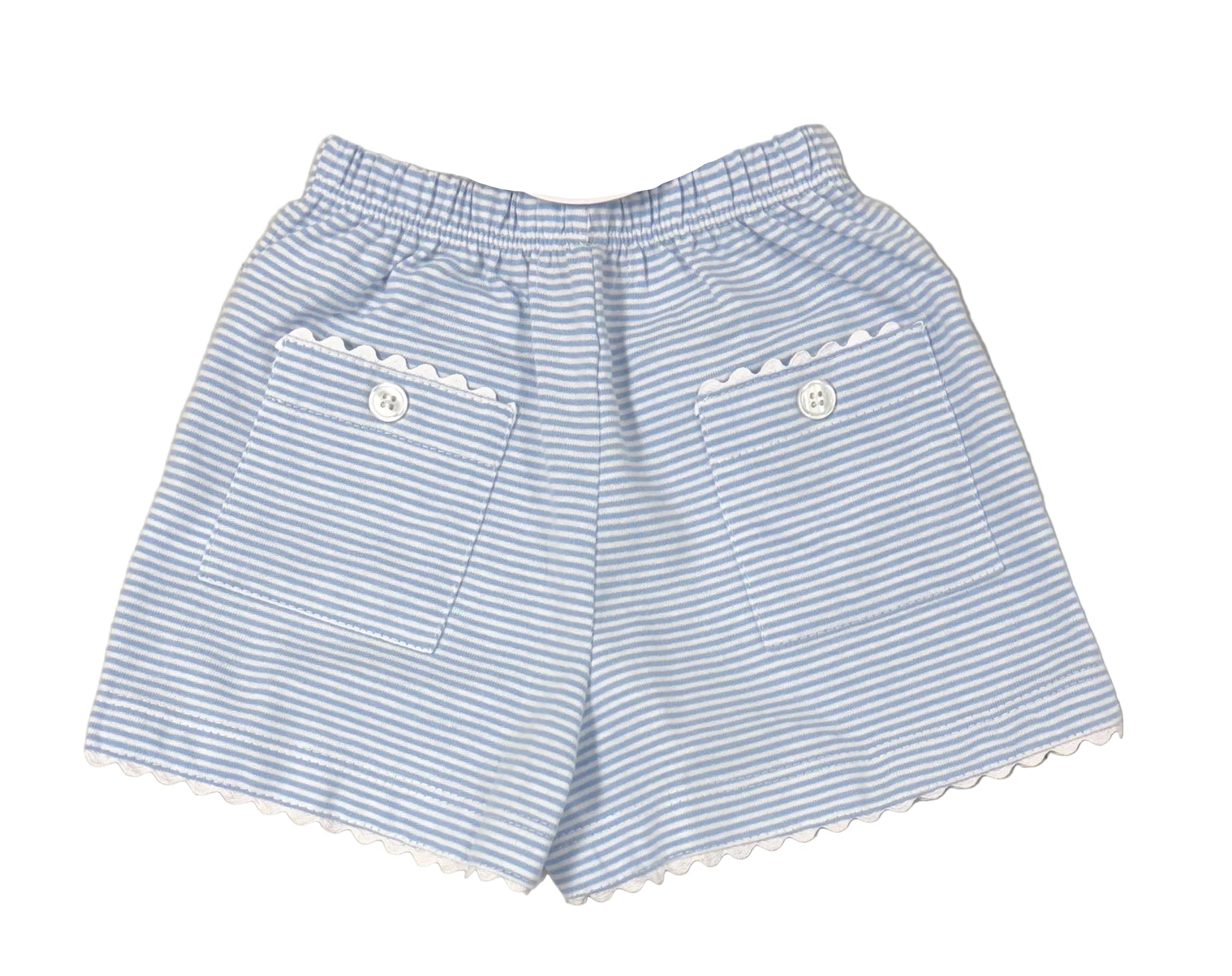 Peggy Green Girls Blue Candy Striped Shorts Set - 2 pockets on back