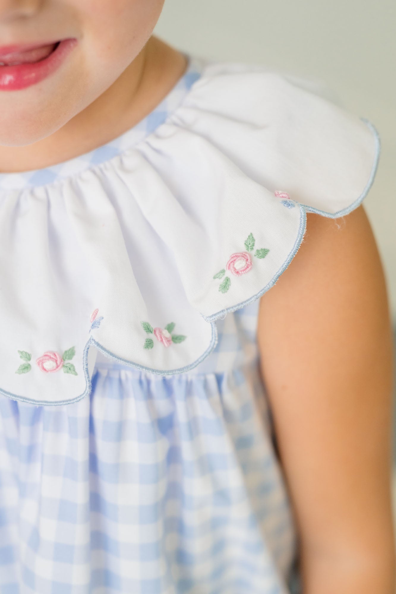 Proper Peony Girls Colby Blue Check Dress - Scallop Collar by Proper Peony