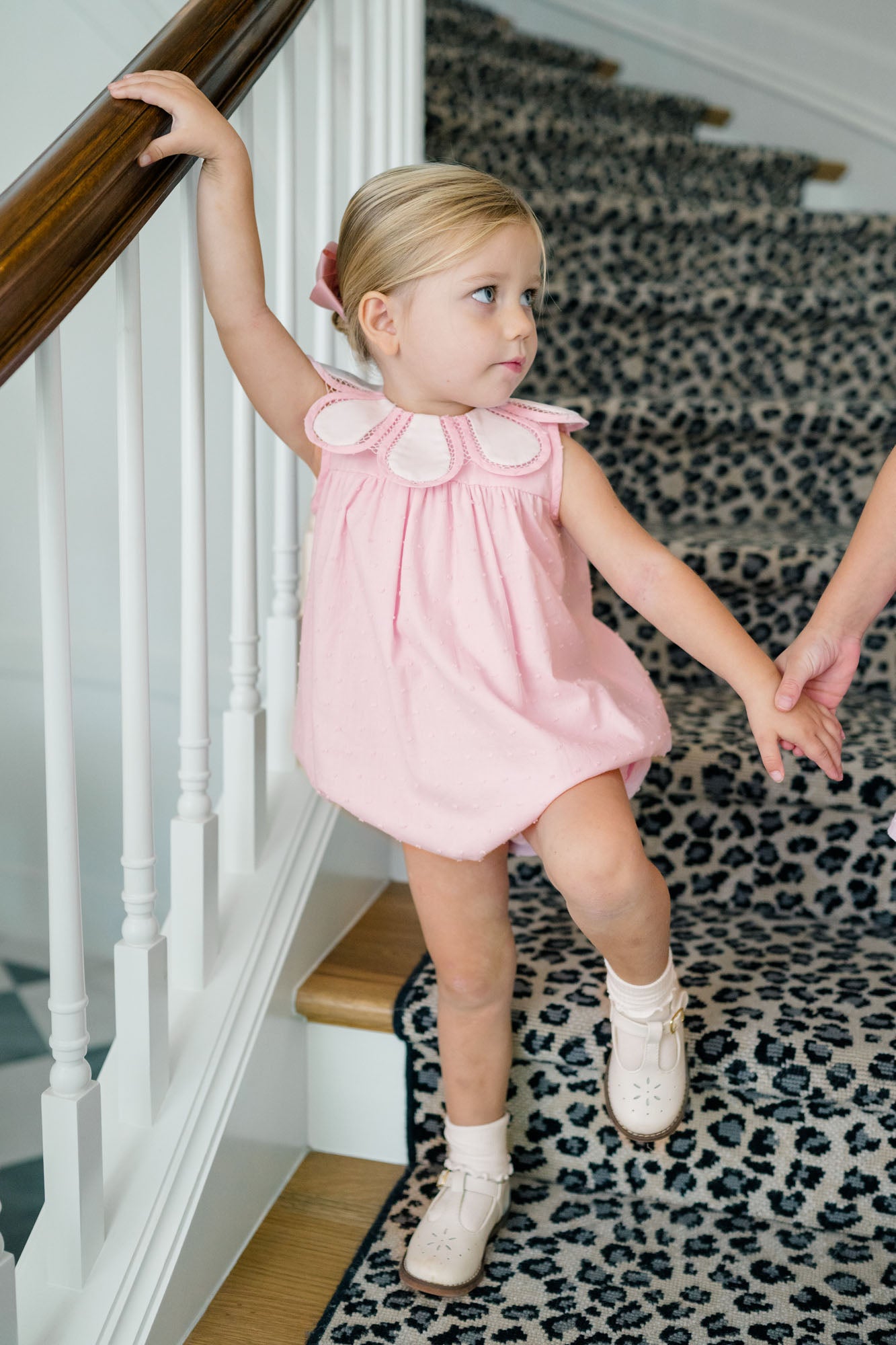 Proper Peony Baby Girls Pink Dotted Swiss Tulip Collar Bubble