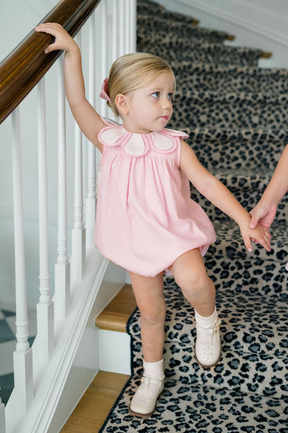 Proper Peony Baby Girls Pink Dotted Swiss Tulip Collar Bubble by Proper Peony