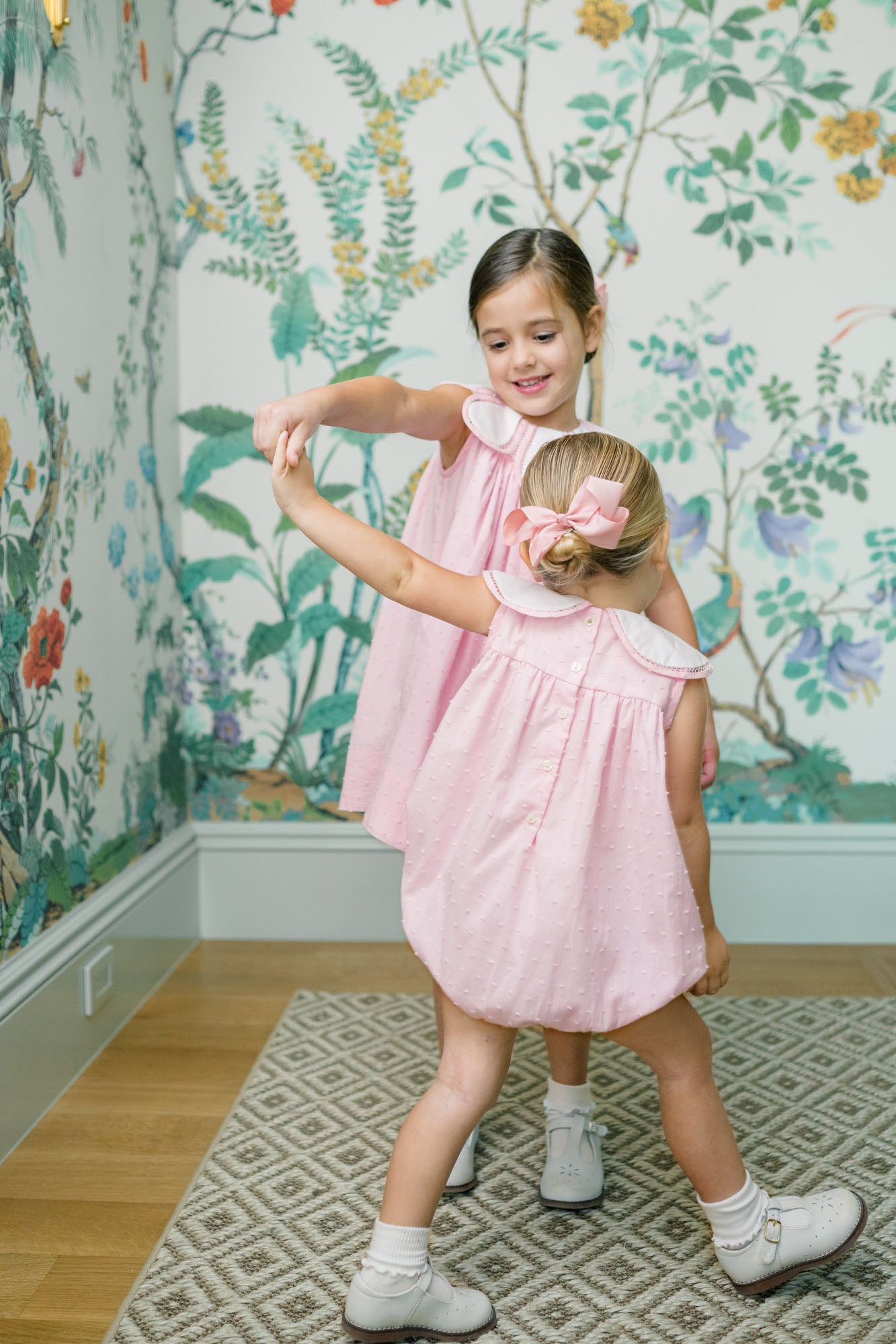 Proper Peony Baby Girls Pink Dotted Swiss Tulip Collar Bubble by Proper Peony