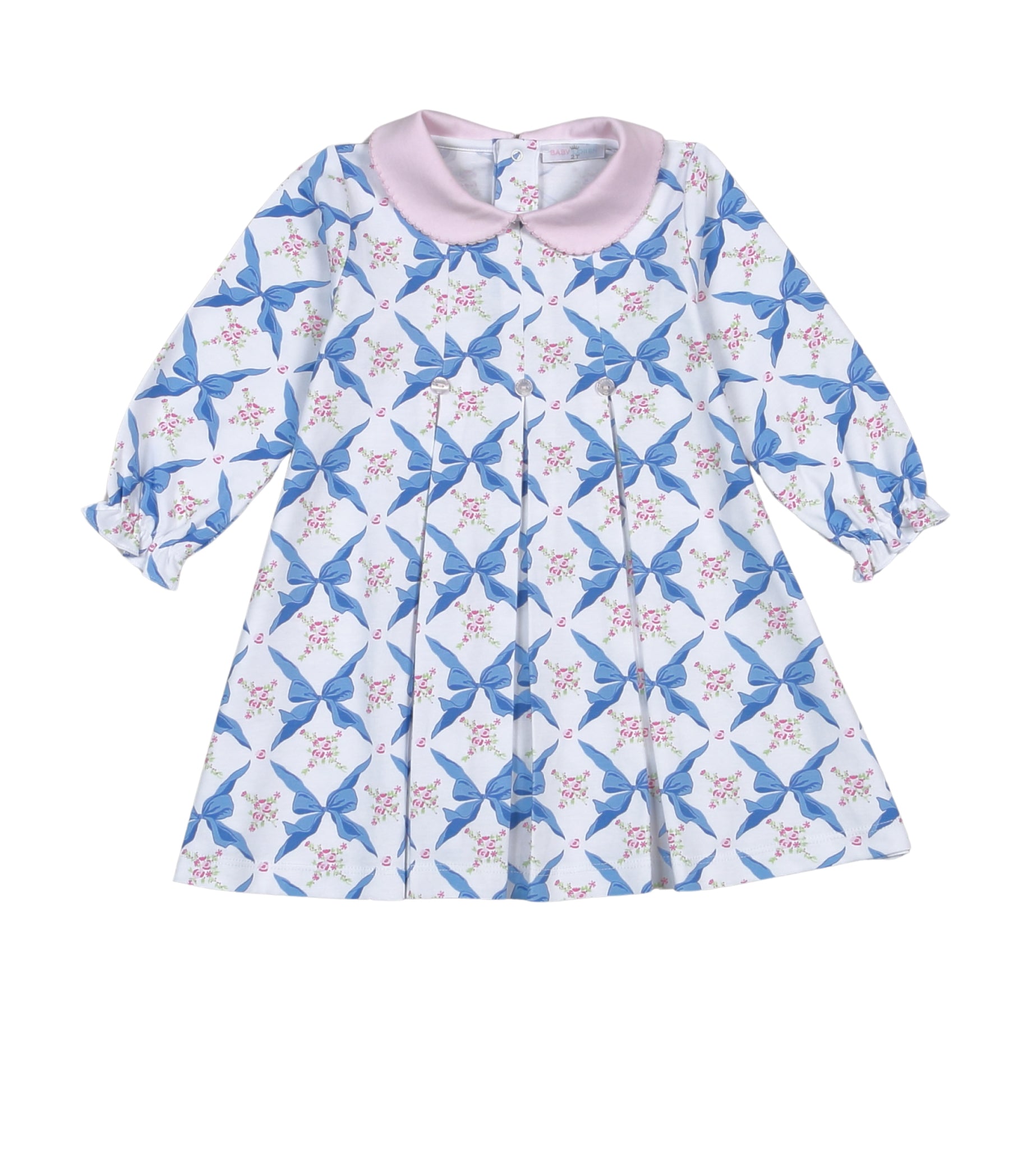 Baby Loren Girls Pink & Blue Pretty in Bows Dress