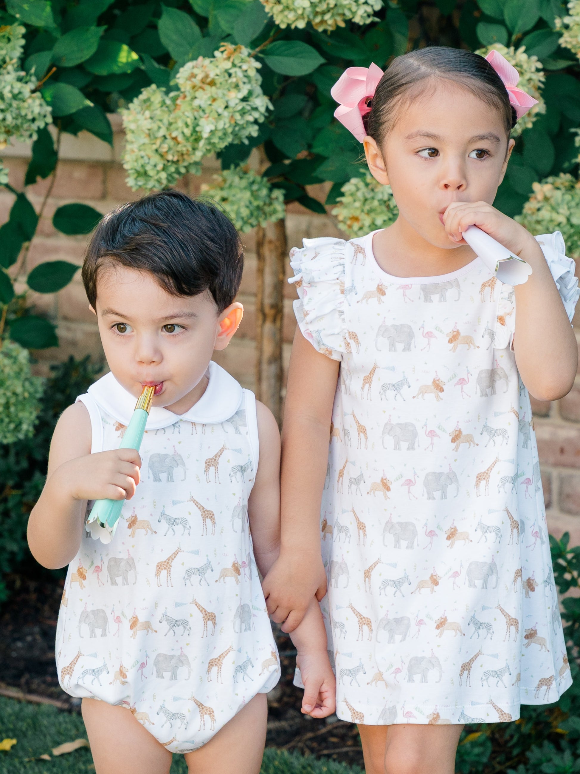 Proper Peony Pima Baby Boys Bubble with Collar - Party Animals