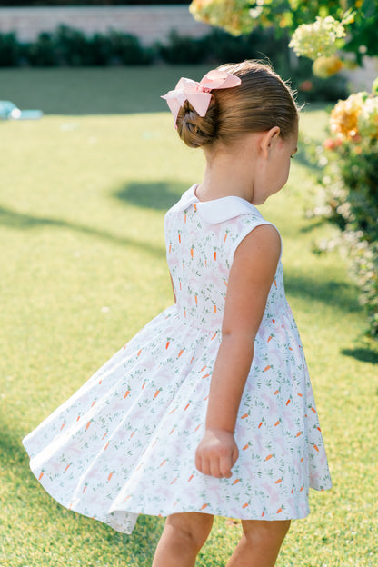 Proper Peony Pima Girls Pink Easter Peeps Twirl Dress - White Collar by Proper Peony