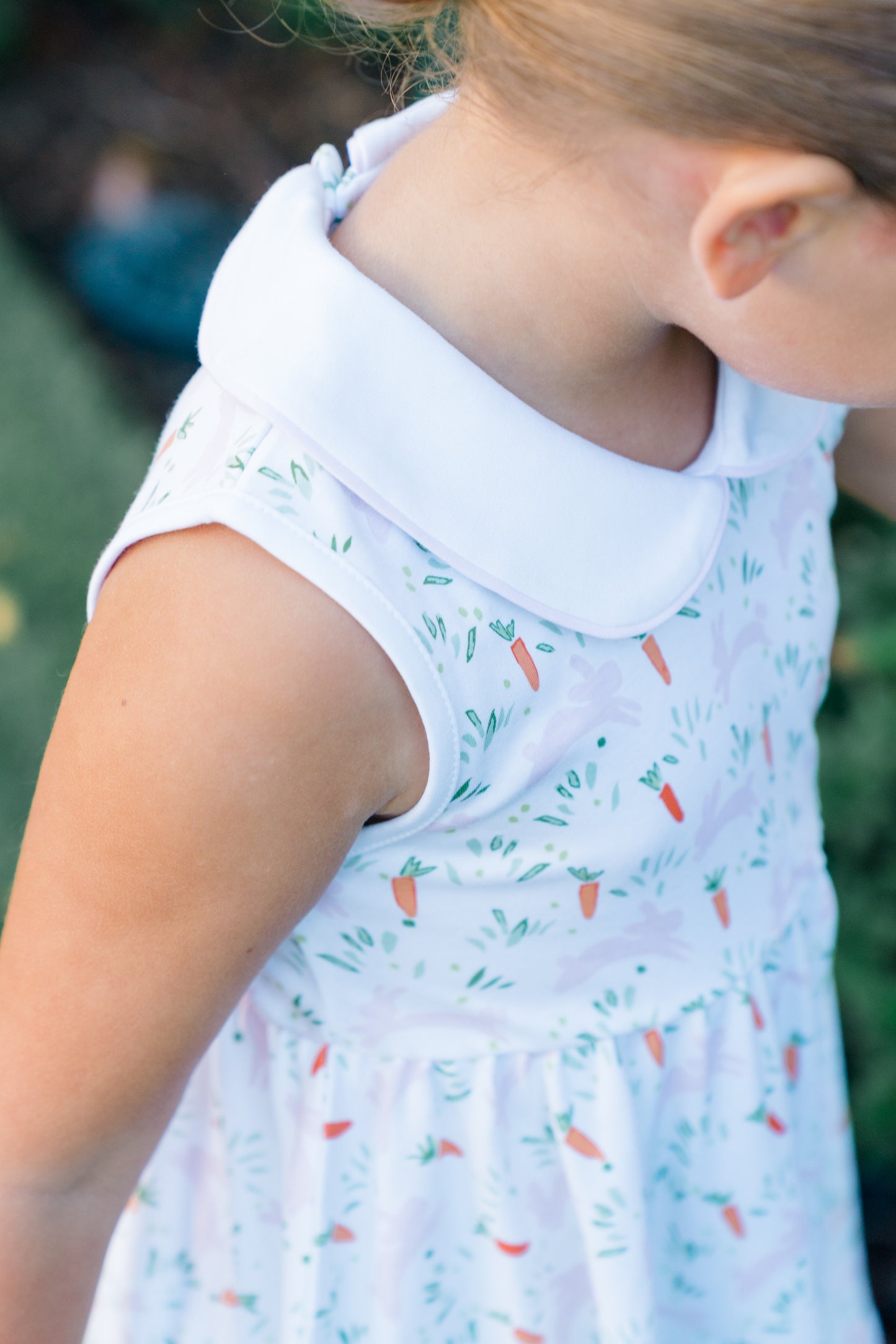 Proper Peony Pima Girls Pink Easter Peeps Twirl Dress - White Collar by Proper Peony