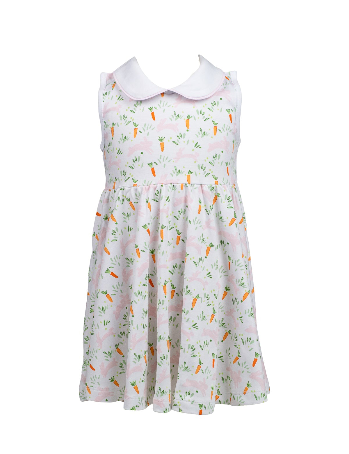 Proper Peony Pima Girls Pink Easter Peeps Twirl Dress - White Collar