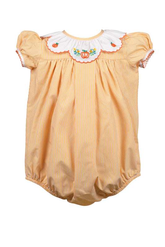 Proper Peony Baby Girls Orange Pembroke Pumpkin Embroidered Collar Bubble