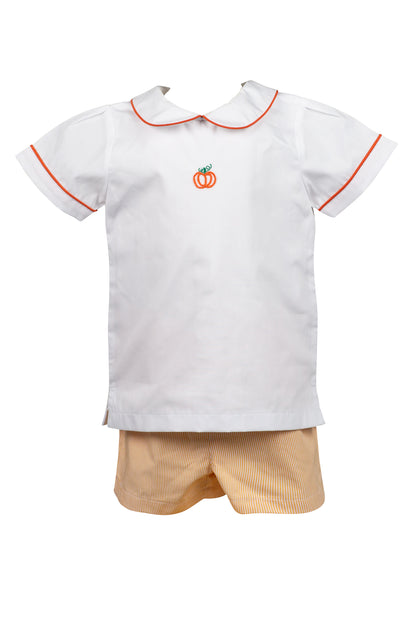 Proper Peony Toddler Boys Orange Pembroke Pumpkin Dressy Shorts Set