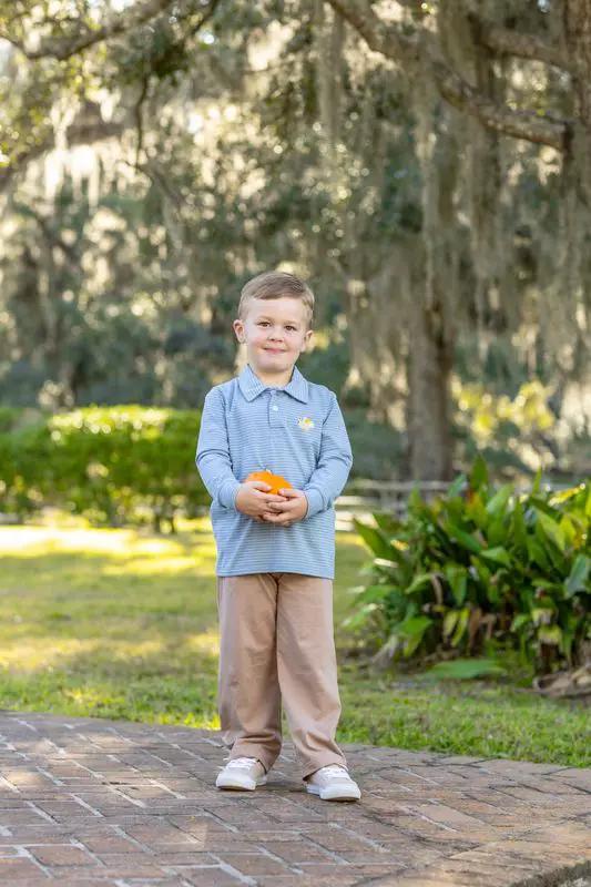 Trotter Street Kids Boys Blue Turkey Long Sleeve Polo