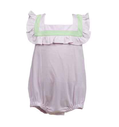 Proper Peony Pima Girls Bubble - Pink with Square Collar by Proper Peony