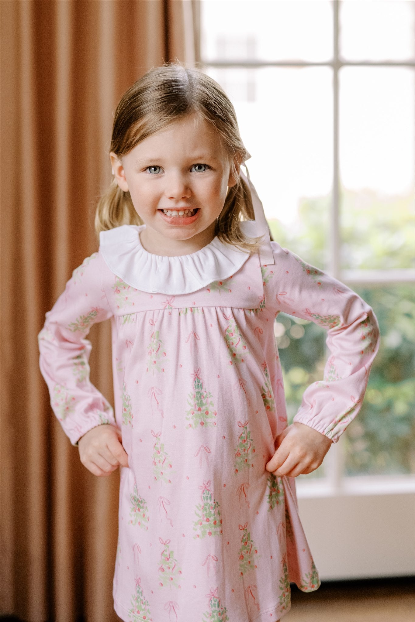 Pink Tinsel Long Sleeve Girl Dress 5