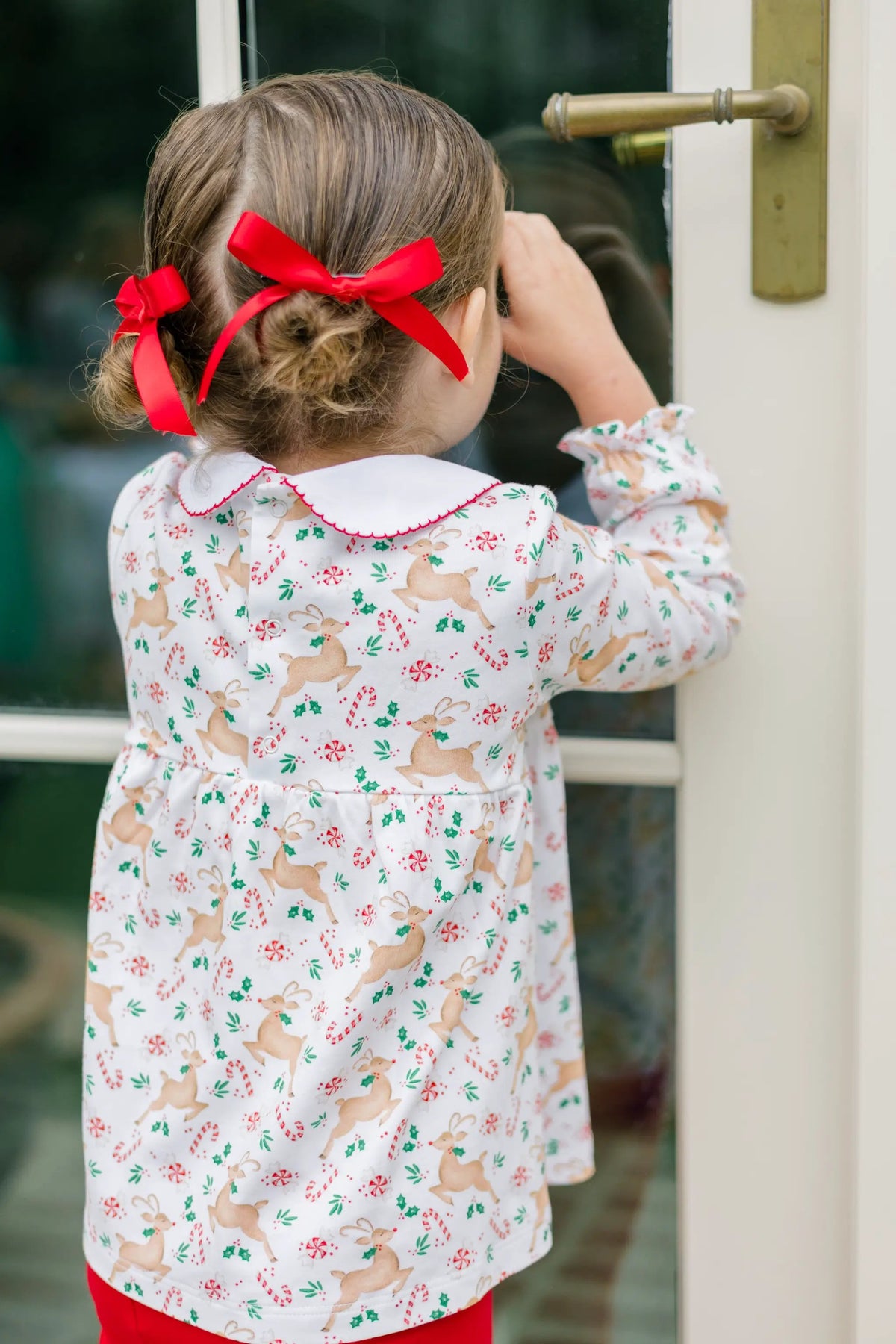 Proper Peony Girls Red Prancer Christmas Reindeer Tunic & Leggings Set
