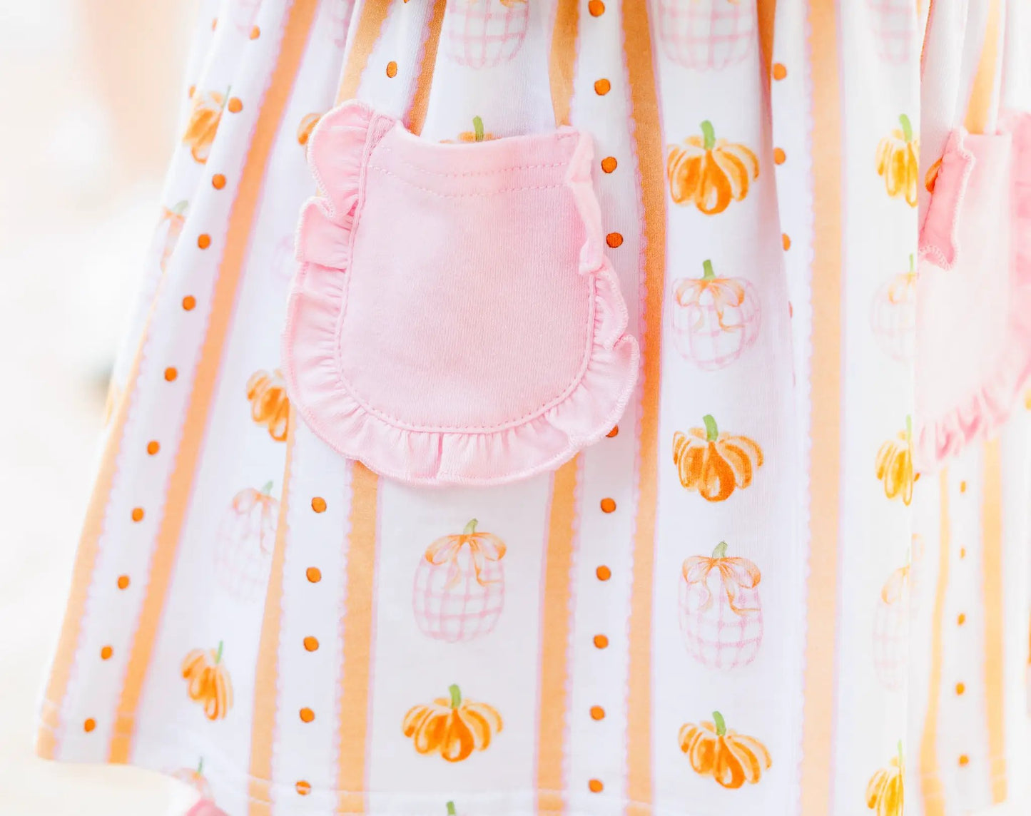 Trotter Street Kids Girls Pink & Orange Pumpkin Patch Ruffle Bloomer Set