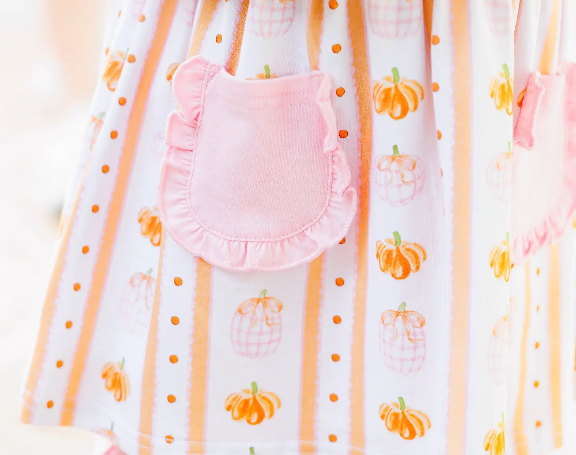 Trotter Street Kids Girls Pink & Orange Pumpkin Patch Ruffle Bloomer Set